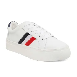 Fallon Sneaker in White And Navy Leather