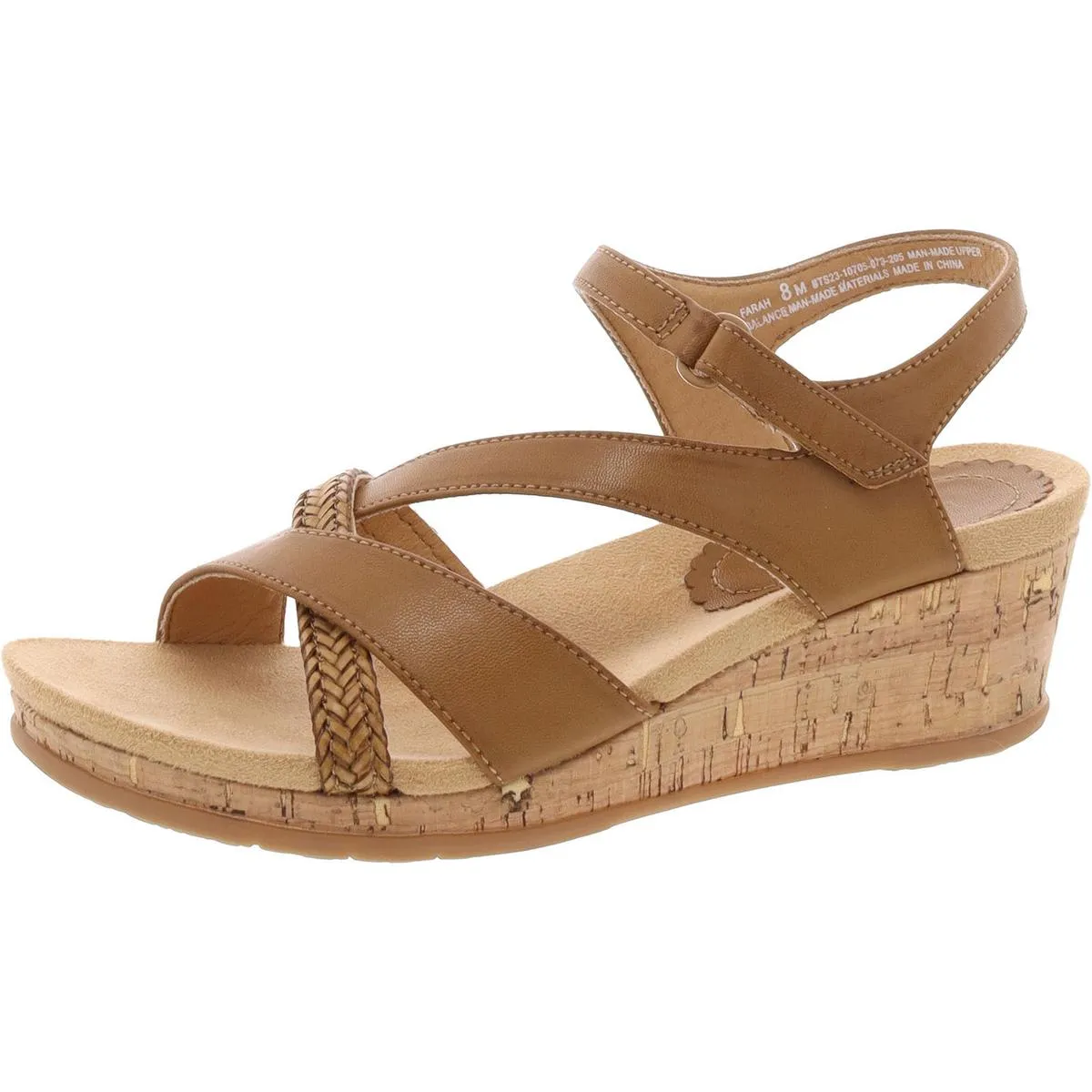 Farah Womens Faux Leather Braided Wedge Sandals