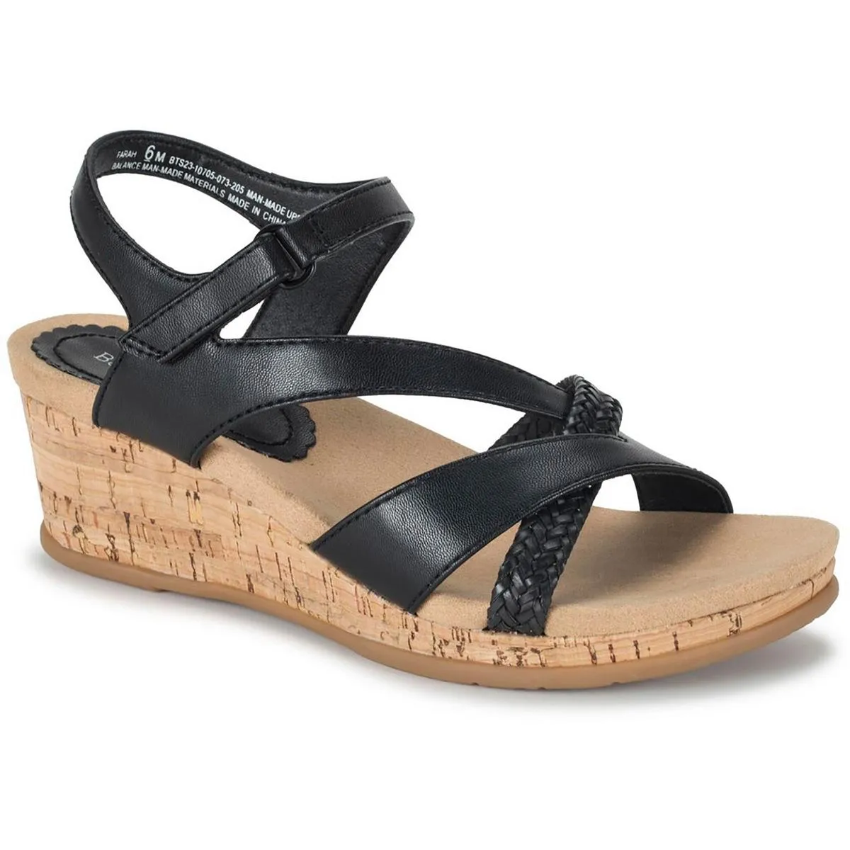 Farah Womens Faux Leather Braided Wedge Sandals