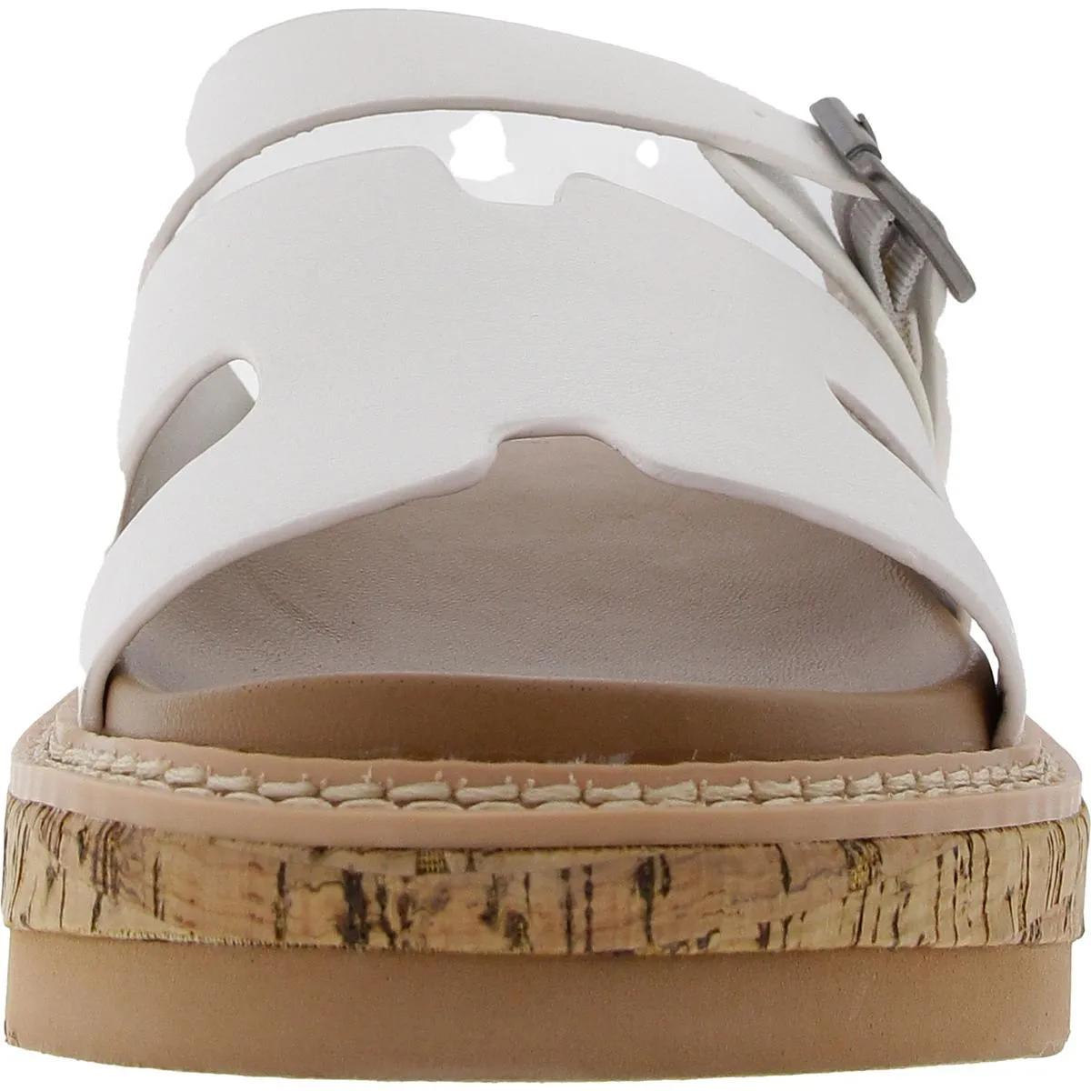 Favor Womens Adjustable Faux Leather Slide Sandals