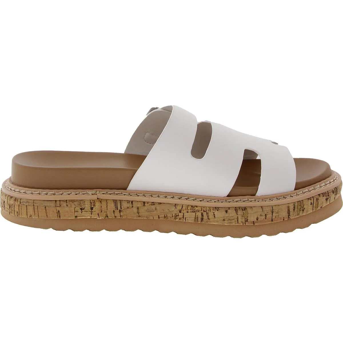 Favor Womens Adjustable Faux Leather Slide Sandals