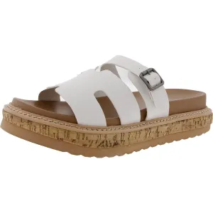 Favor Womens Adjustable Faux Leather Slide Sandals