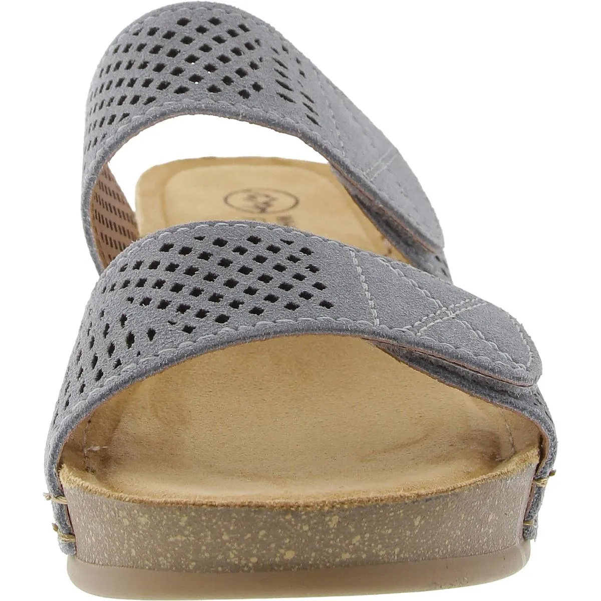 Ferula Womens Laser Cut Suede Wedge Sandals