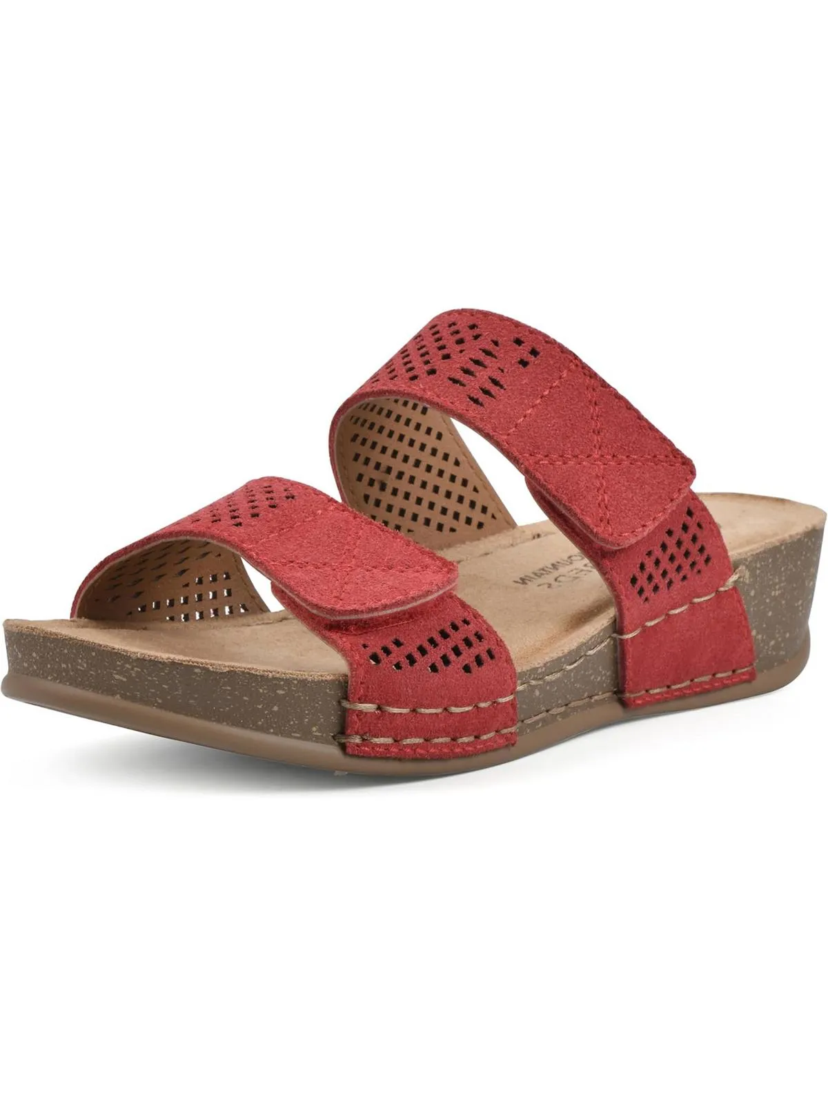 Ferula Womens Laser Cut Suede Wedge Sandals
