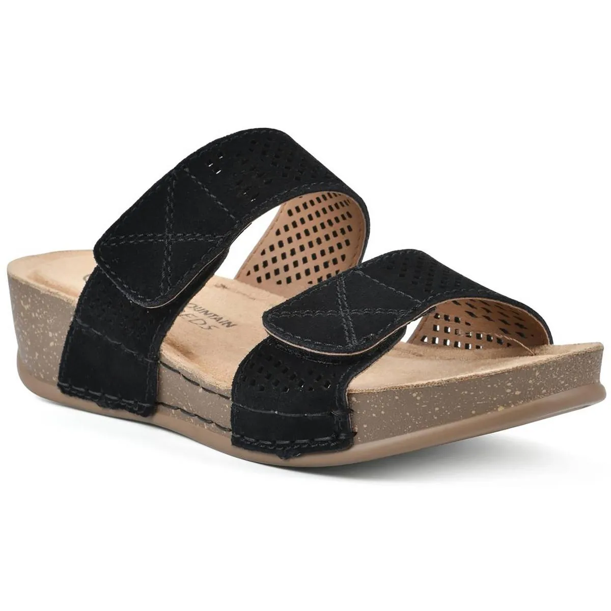 Ferula Womens Laser Cut Suede Wedge Sandals