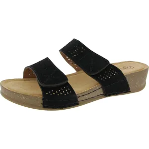 Ferula Womens Laser Cut Suede Wedge Sandals