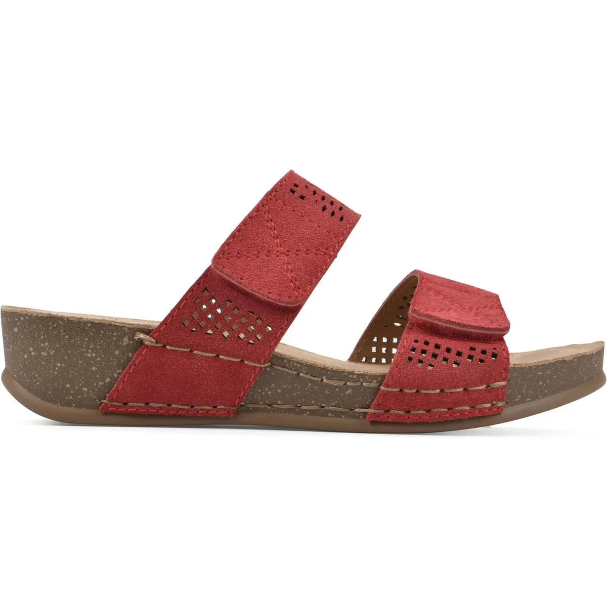Ferula Womens Laser Cut Suede Wedge Sandals