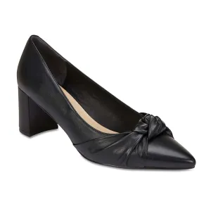 Flare Heel in Black Leather