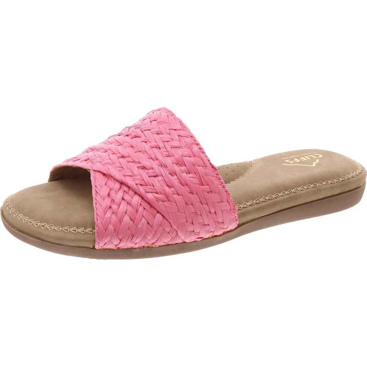 Flawless Womens Woven Flat Slide Sandals