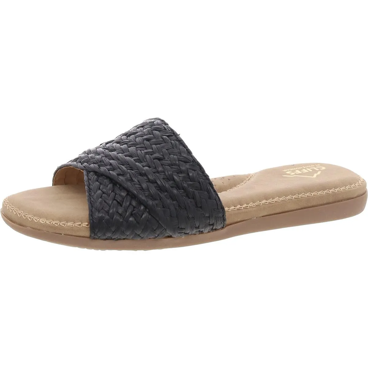 Flawless Womens Woven Flat Slide Sandals