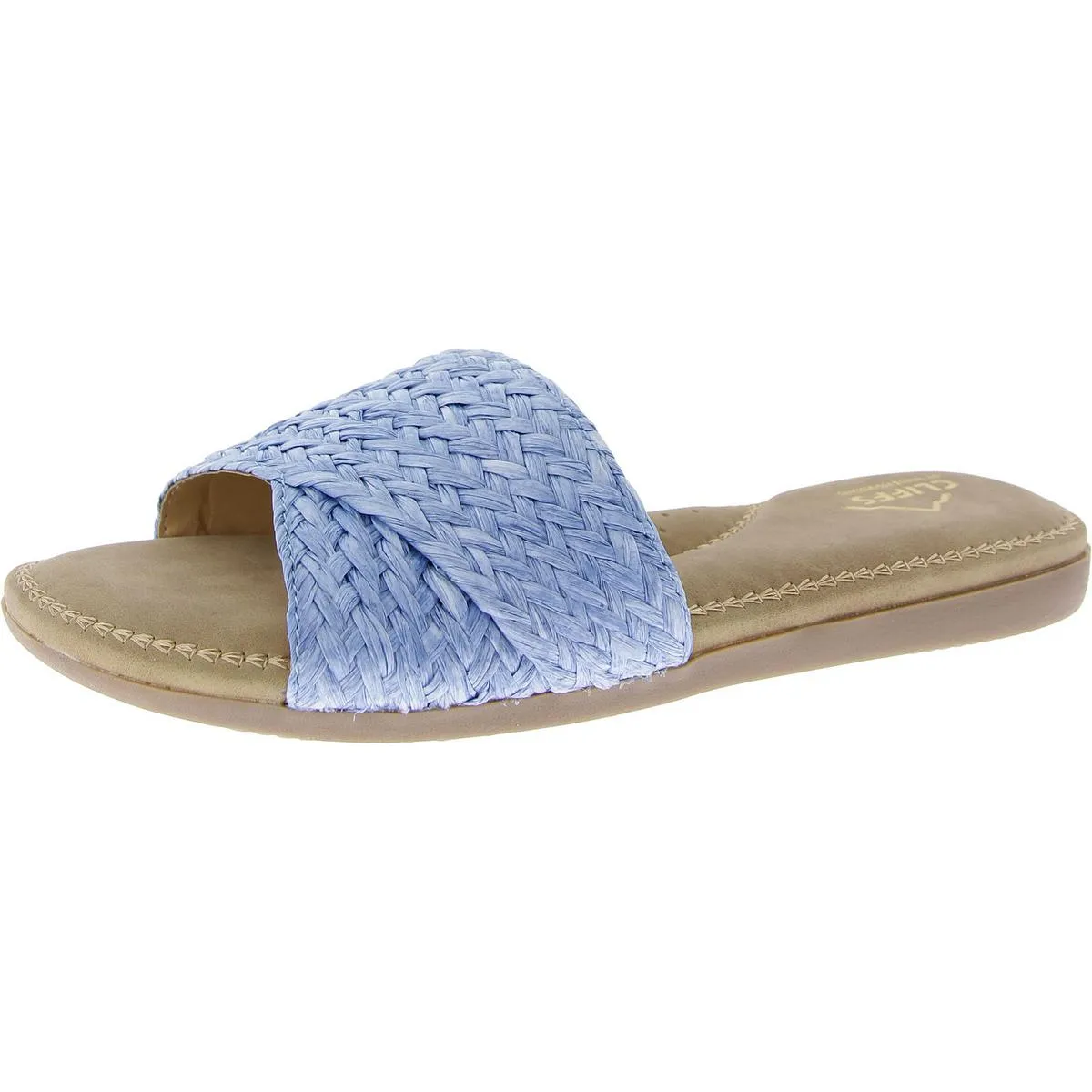Flawless Womens Woven Flat Slide Sandals