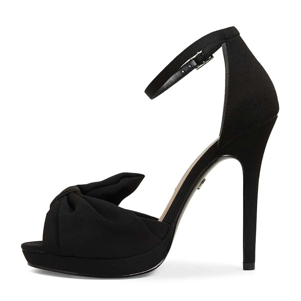 Flosie Heel in Black Satin