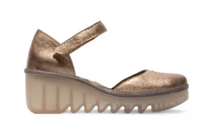 Fly London Women's Sahara Gold BISO305FLY Wedges Sandals Espadrille Stap Heels