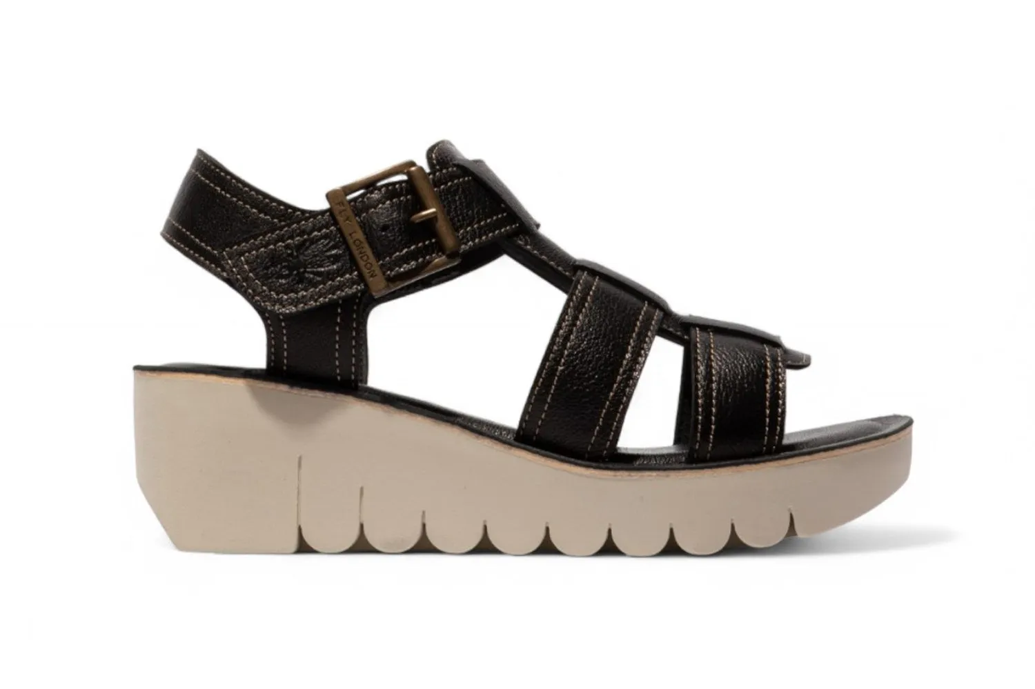 Fly London Women's YUDD236FLY Bumblebee Yellow Leather Sandals Espadrille Platform Wedges