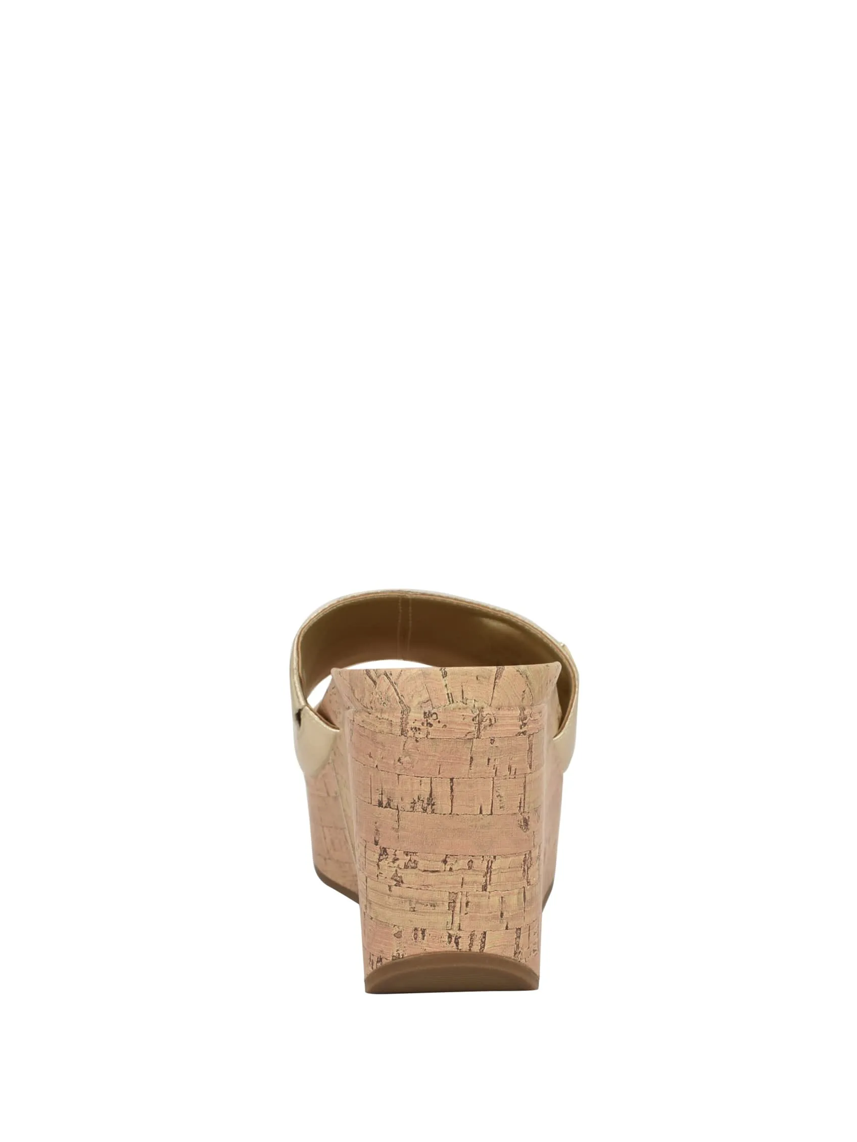 Fours Metallic Cork Wedge Mules