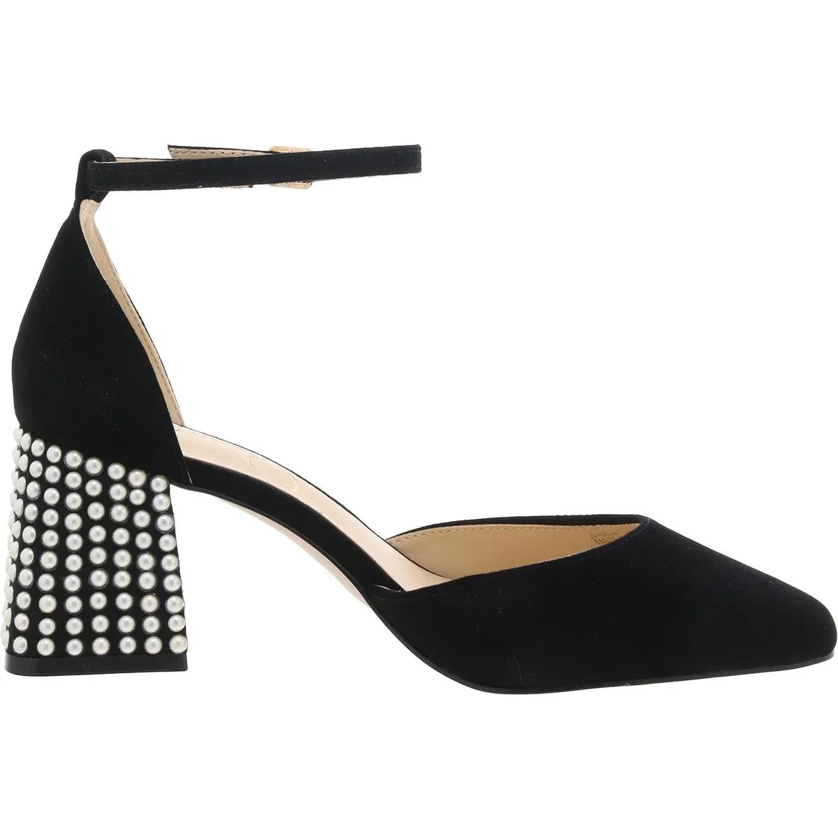 Fulian Womens Suede Embellished Ankle Strap