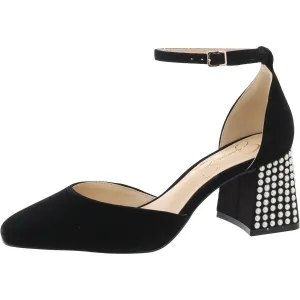 Fulian Womens Suede Embellished Ankle Strap
