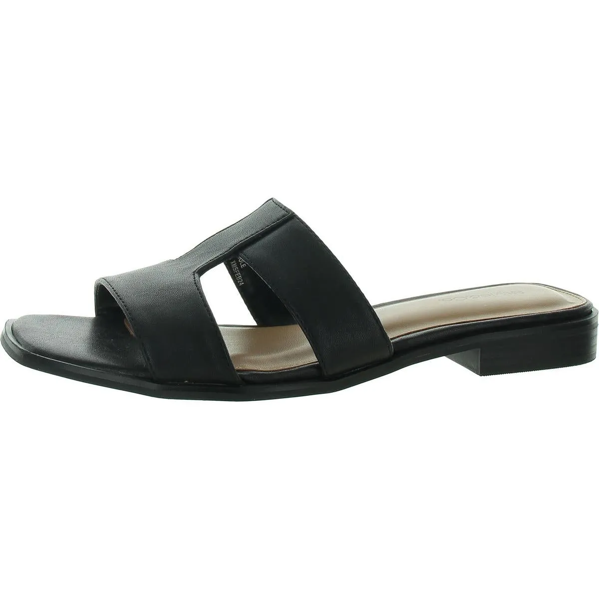 Gabbyy Womens Faux Leather Slip-On Slide Sandals