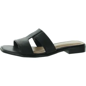 Gabbyy Womens Faux Leather Slip-On Slide Sandals