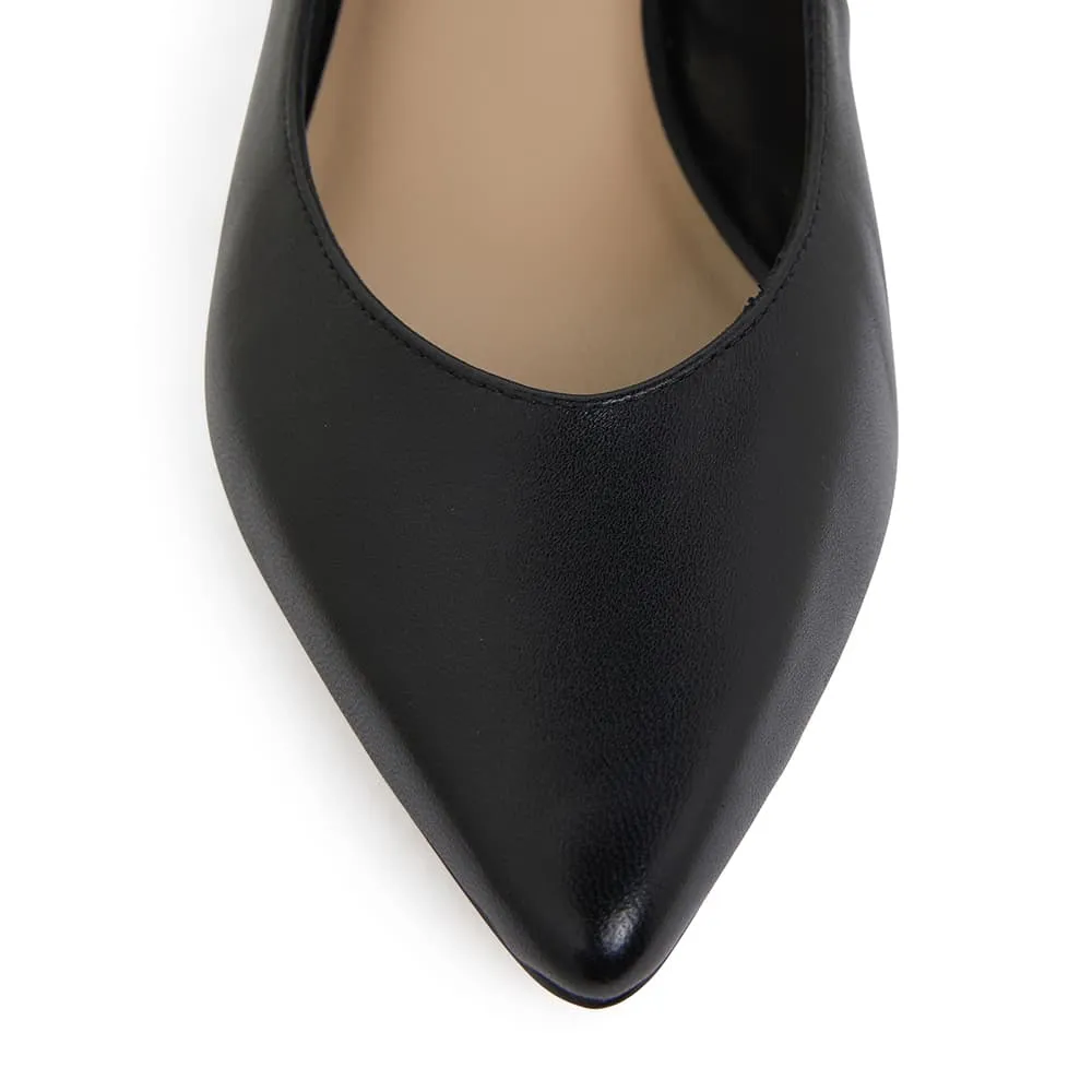 Gallery Heel in Black Leather