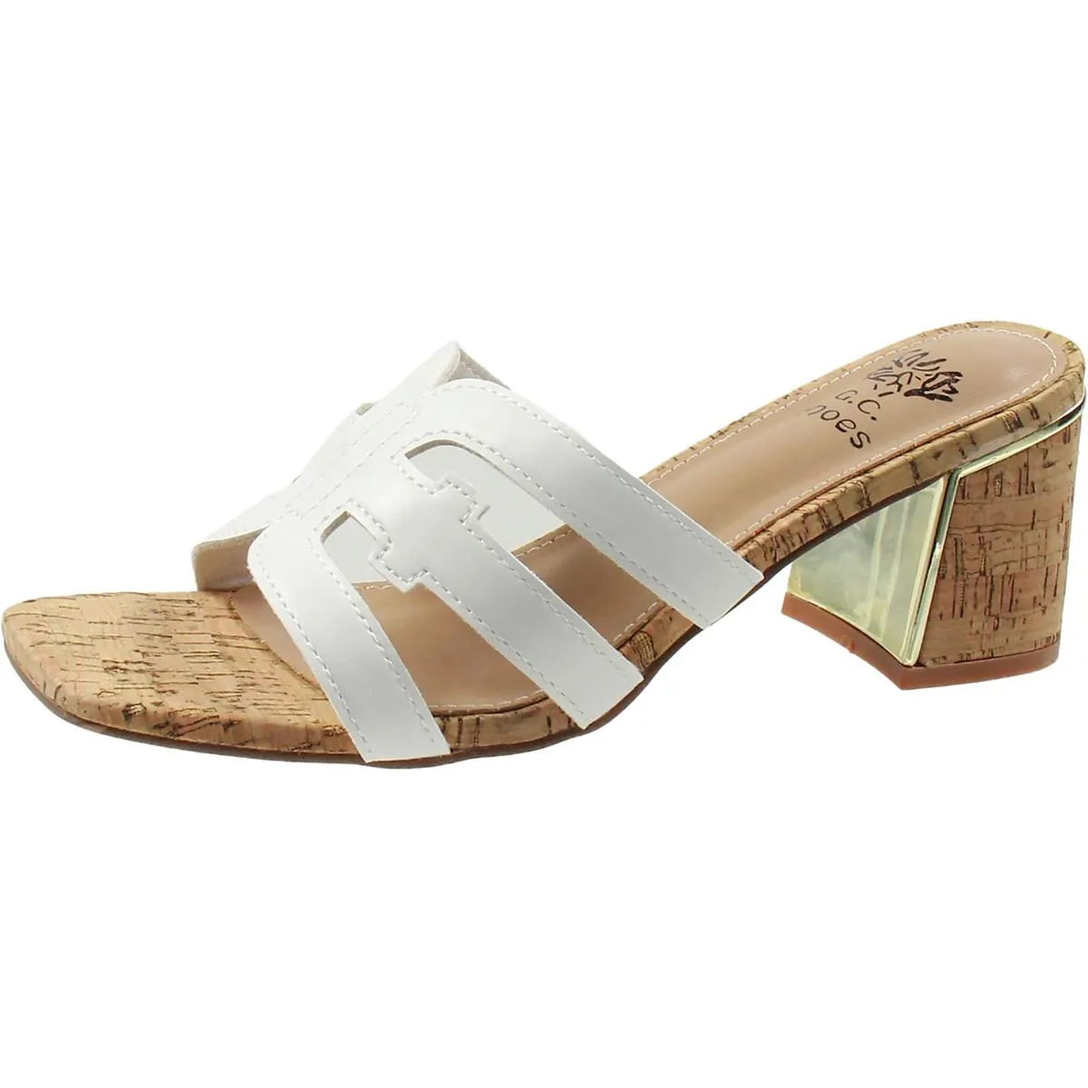 Gianna  Womens Cork Faux Leather Block Heels