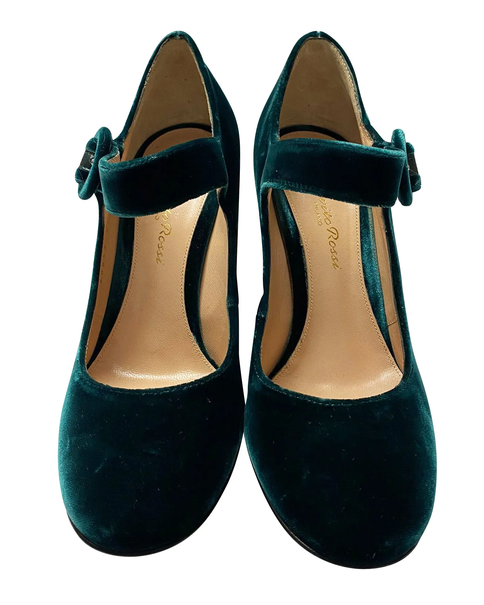 Gianvito Rosi Lorraine Mary Jane Pumps in Green Velvet