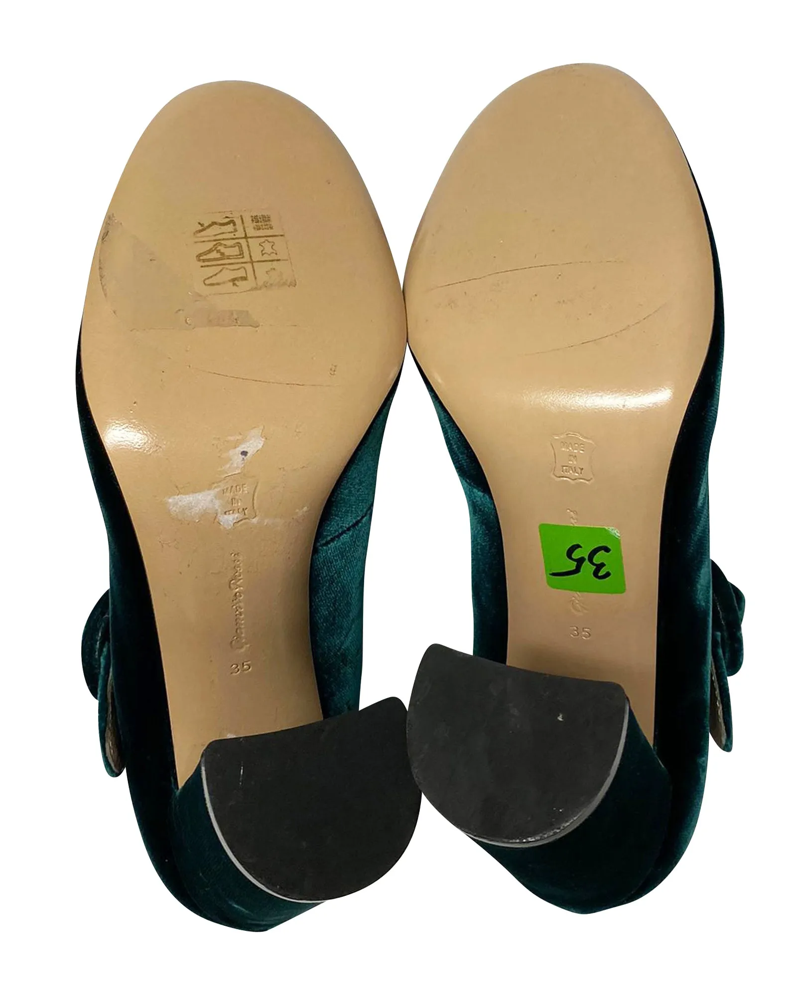 Gianvito Rosi Lorraine Mary Jane Pumps in Green Velvet