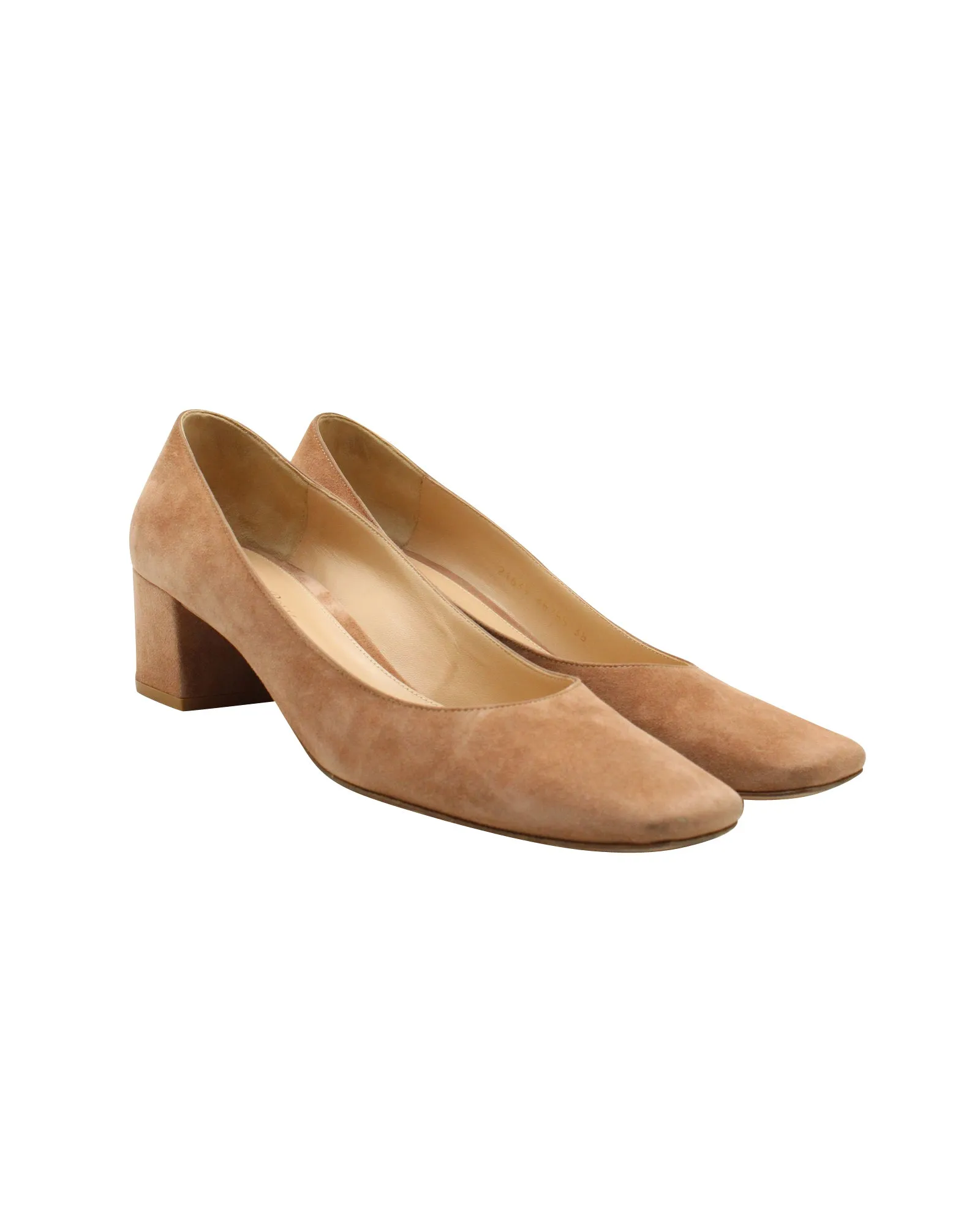 Gianvito Rossi Block Heel Pumps in Brown Suede