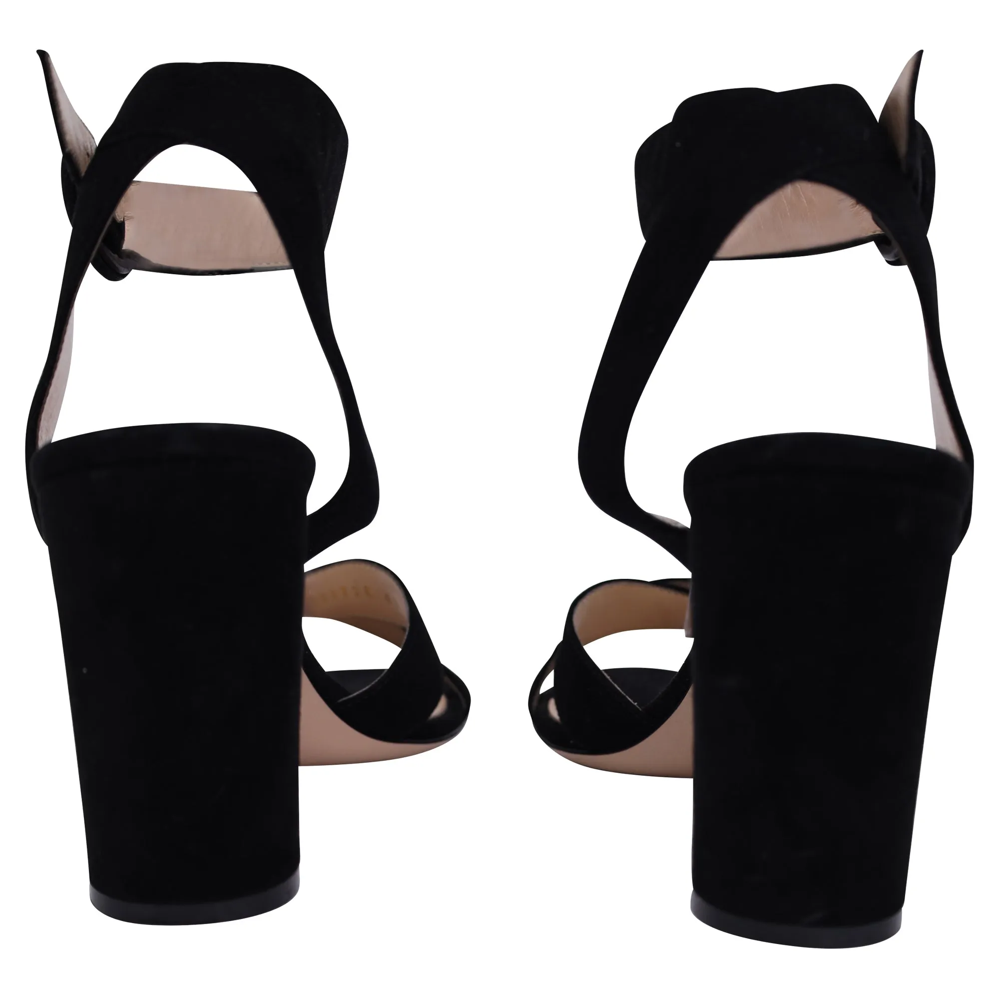 Gianvito Rossi Frida Ankle Strap Sandals in Black Suede