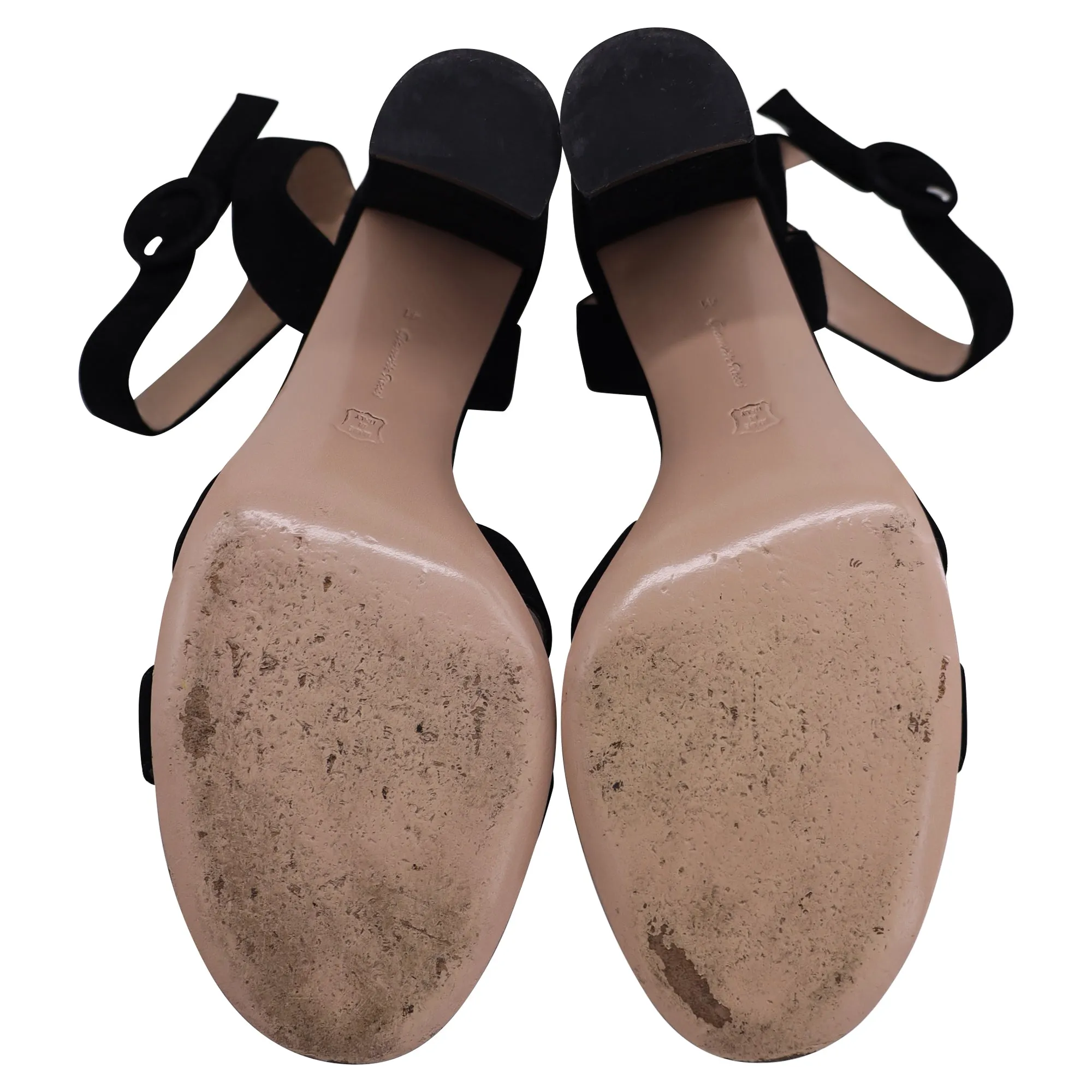Gianvito Rossi Frida Ankle Strap Sandals in Black Suede
