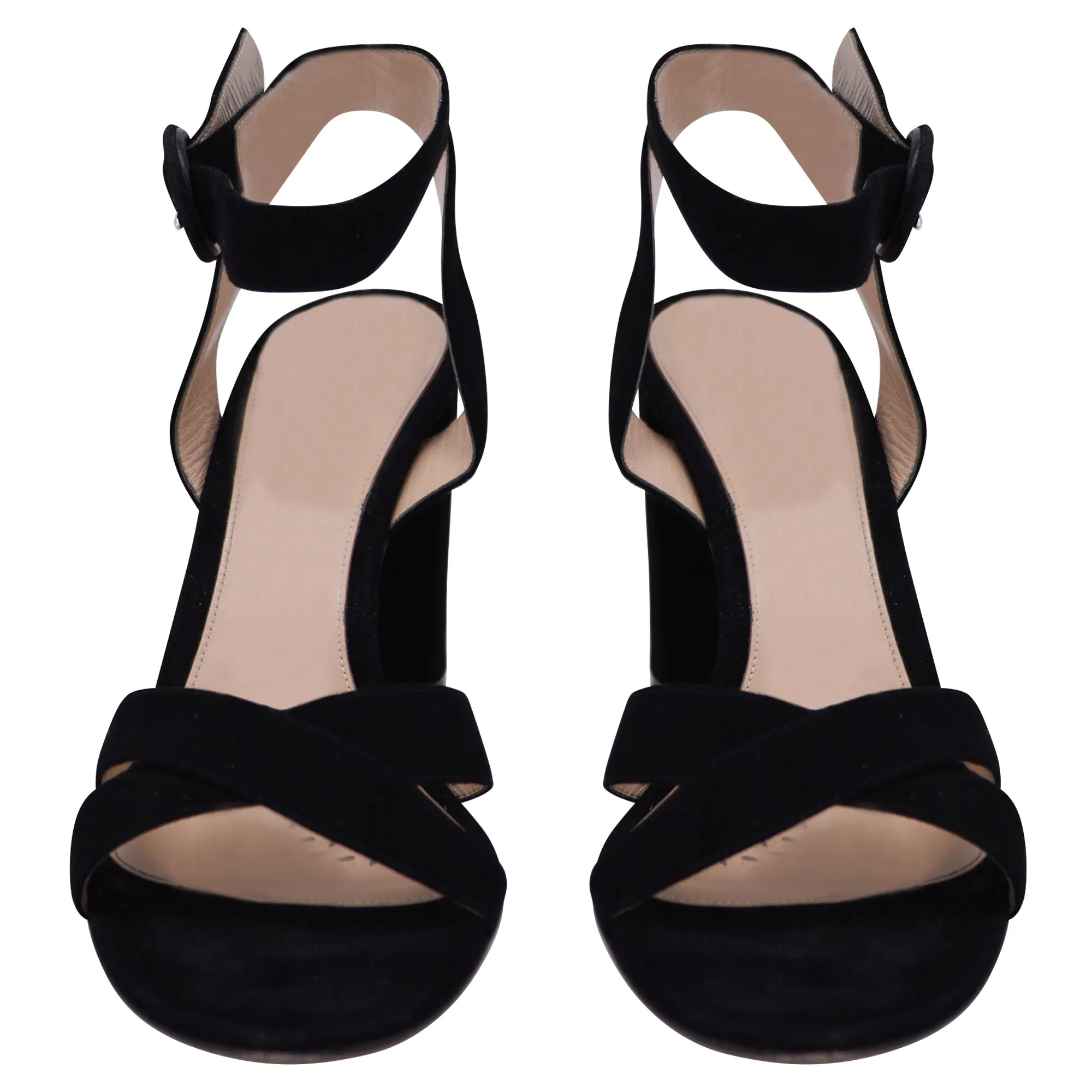 Gianvito Rossi Frida Ankle Strap Sandals in Black Suede