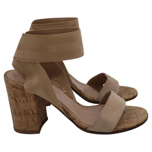 Gianvito Rossi Hailee Band Strap Block Heel Sandals in Brown Suede