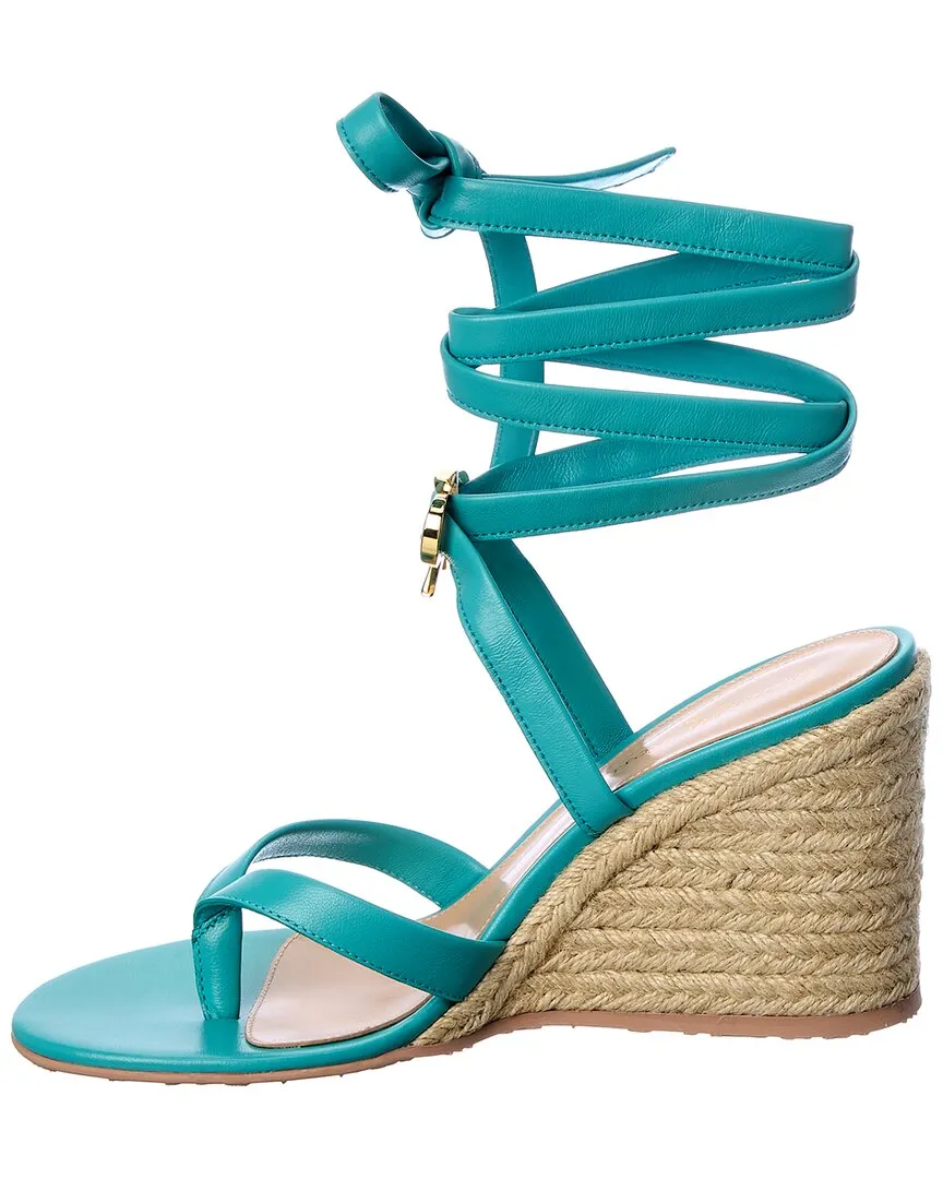 Gianvito Rossi Ribbon Beachclub 85 Leather Wedge Sandal