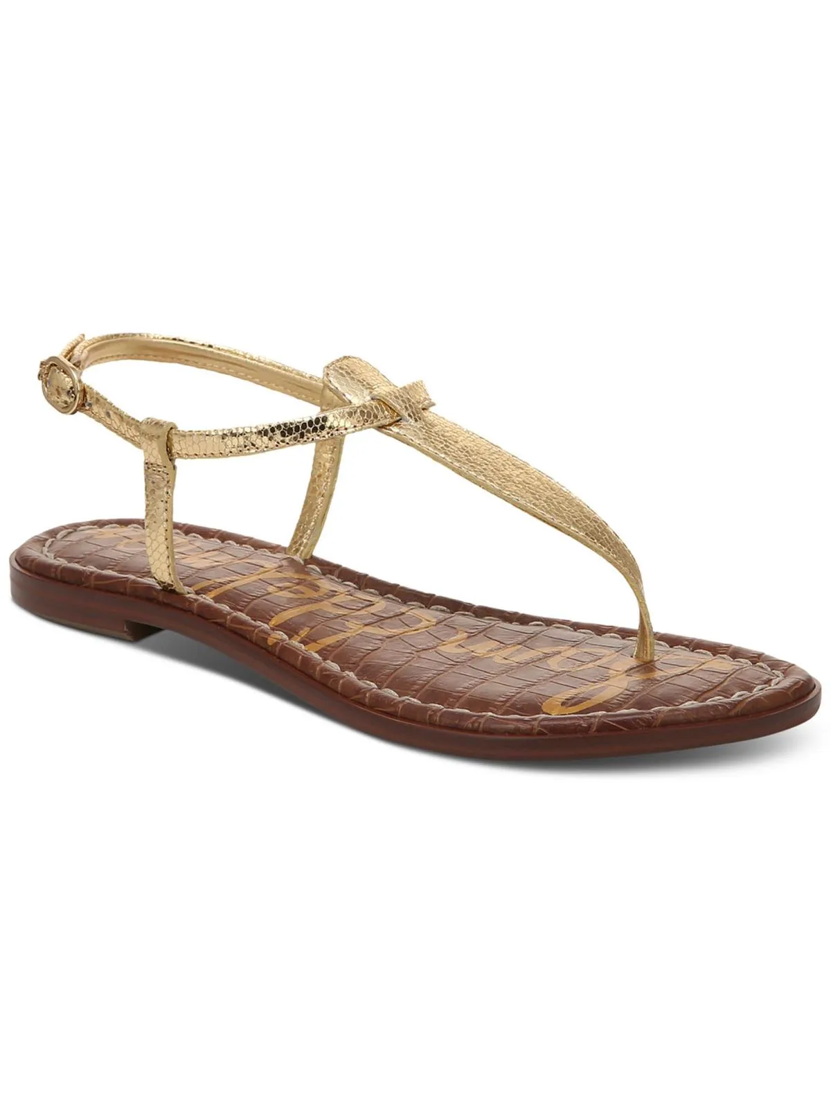 Gigi Womens Embossed Metallic Thong Sandals