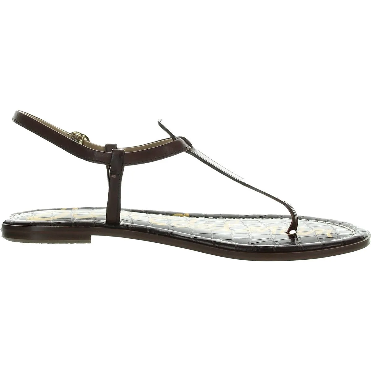 Gigi Womens Leather Slingback T-Strap Sandals