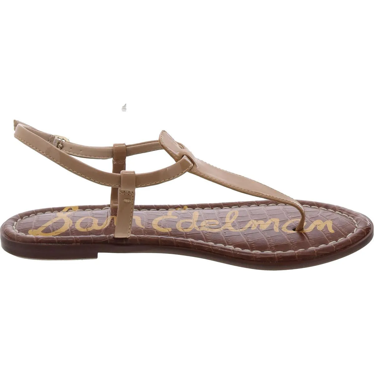Gigi Womens Leather Slingback T-Strap Sandals