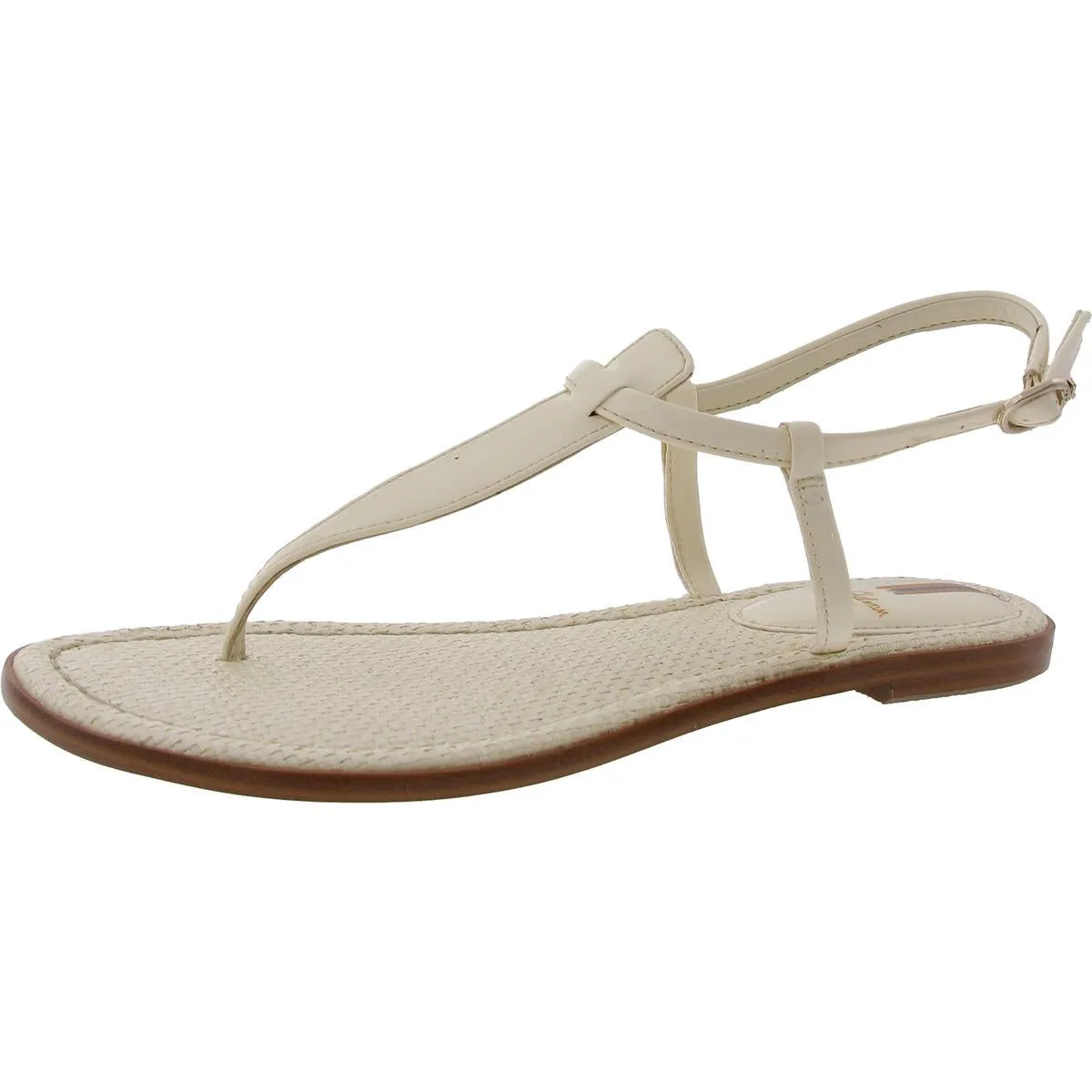 Gigi Womens Leather Slingback T-Strap Sandals