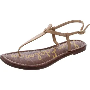 Gigi Womens Leather Slingback T-Strap Sandals