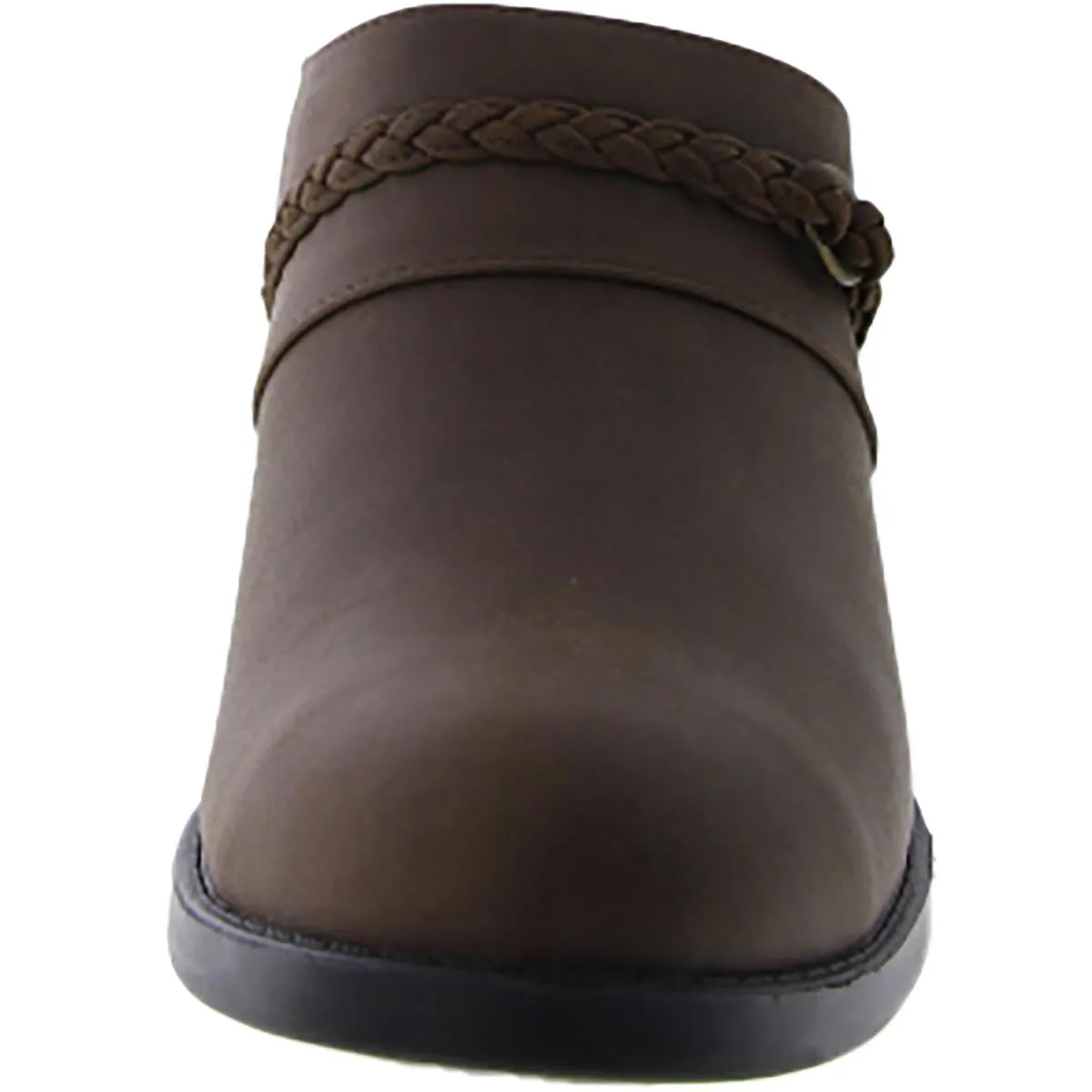 Gilly Womens Faux Leather Block Heel Mules