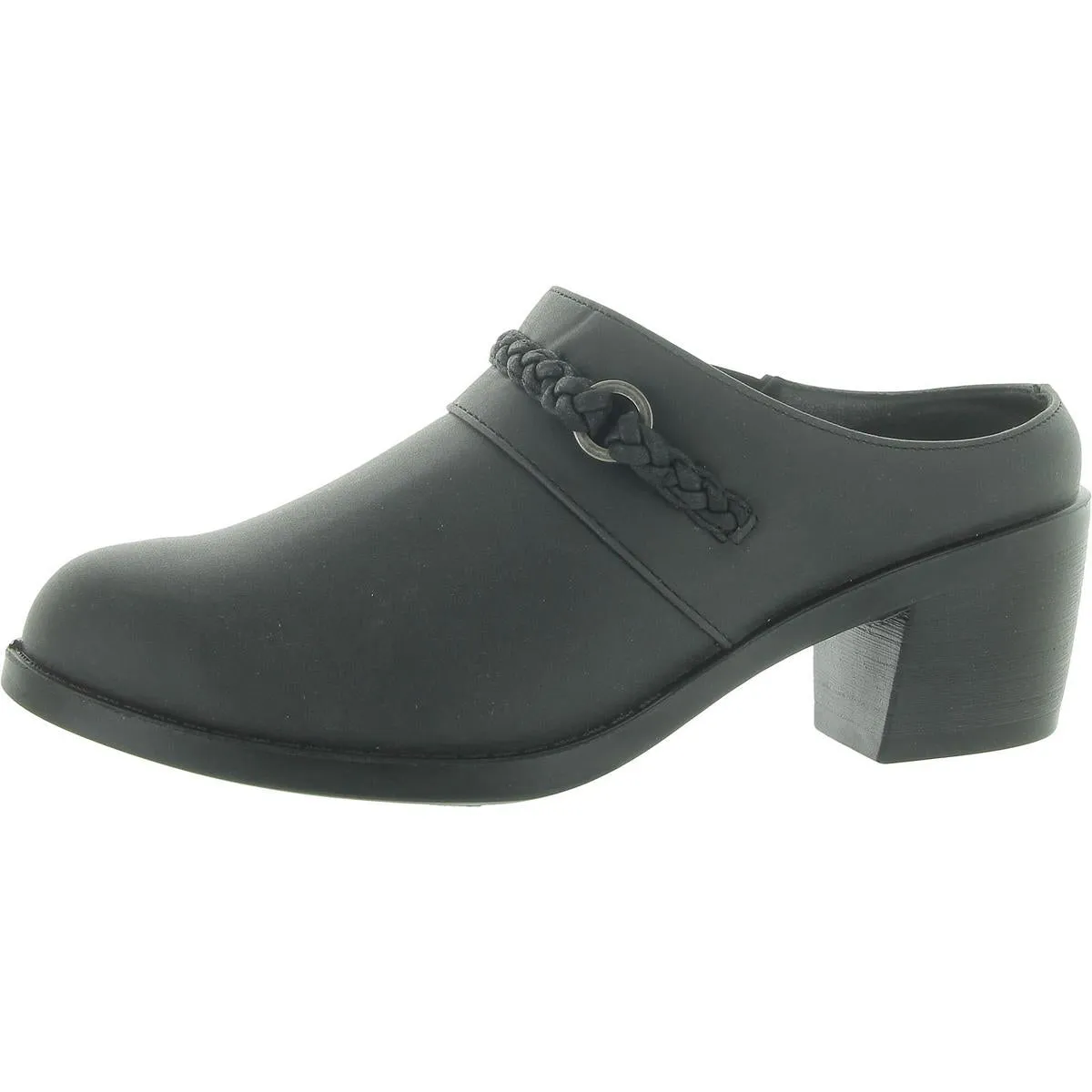 Gilly Womens Faux Leather Block Heel Mules