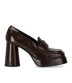 Glaze Dark Brown Heeled Loafer