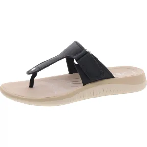Glide Walk Womens Strappy Faux Leather Thong Sandals