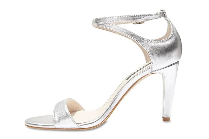 Goddess Heel in Silver Metallic Patent