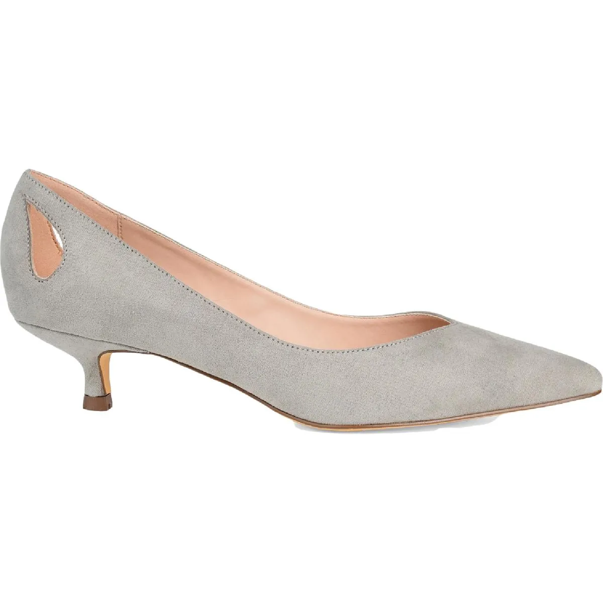 Goldie Womens Faux Suede Pointed Toe Kitten Heels