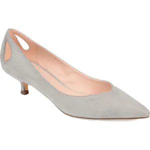 Goldie Womens Faux Suede Pointed Toe Kitten Heels