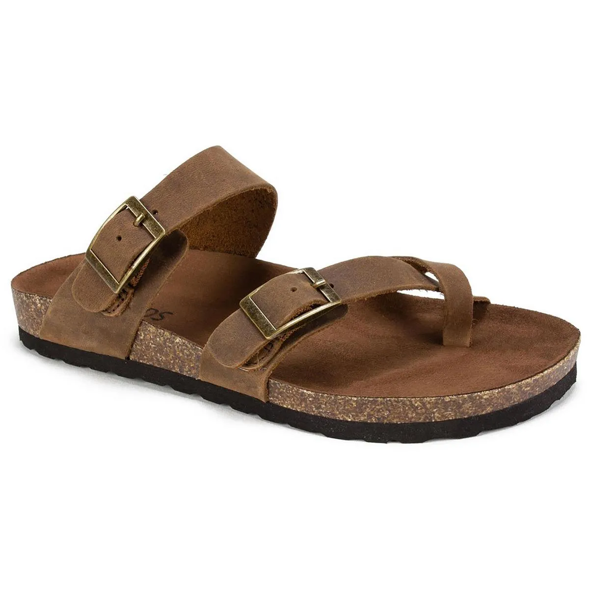 Gracie Womens Leather Flat Footbed Sandals