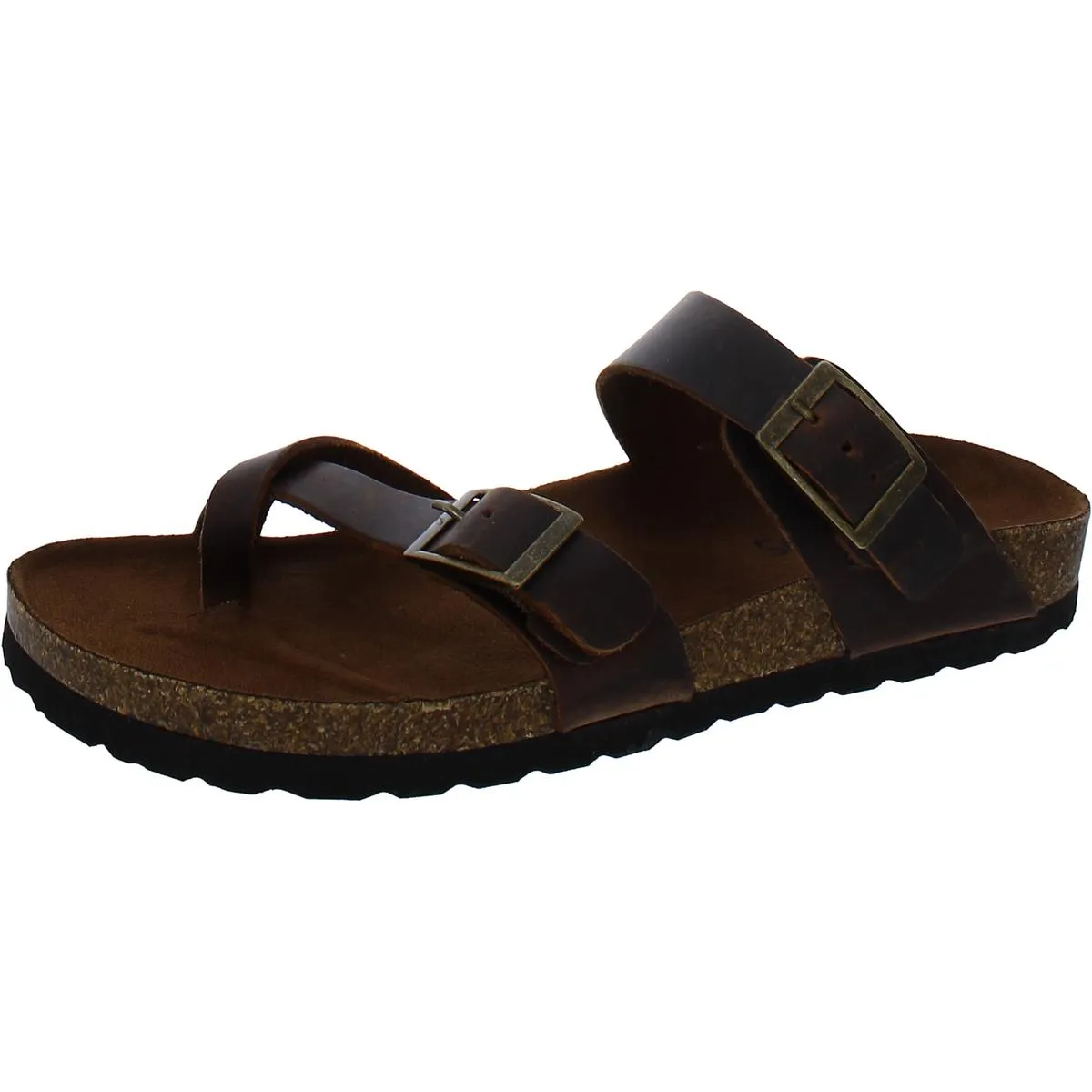 Gracie Womens Leather Flat Footbed Sandals