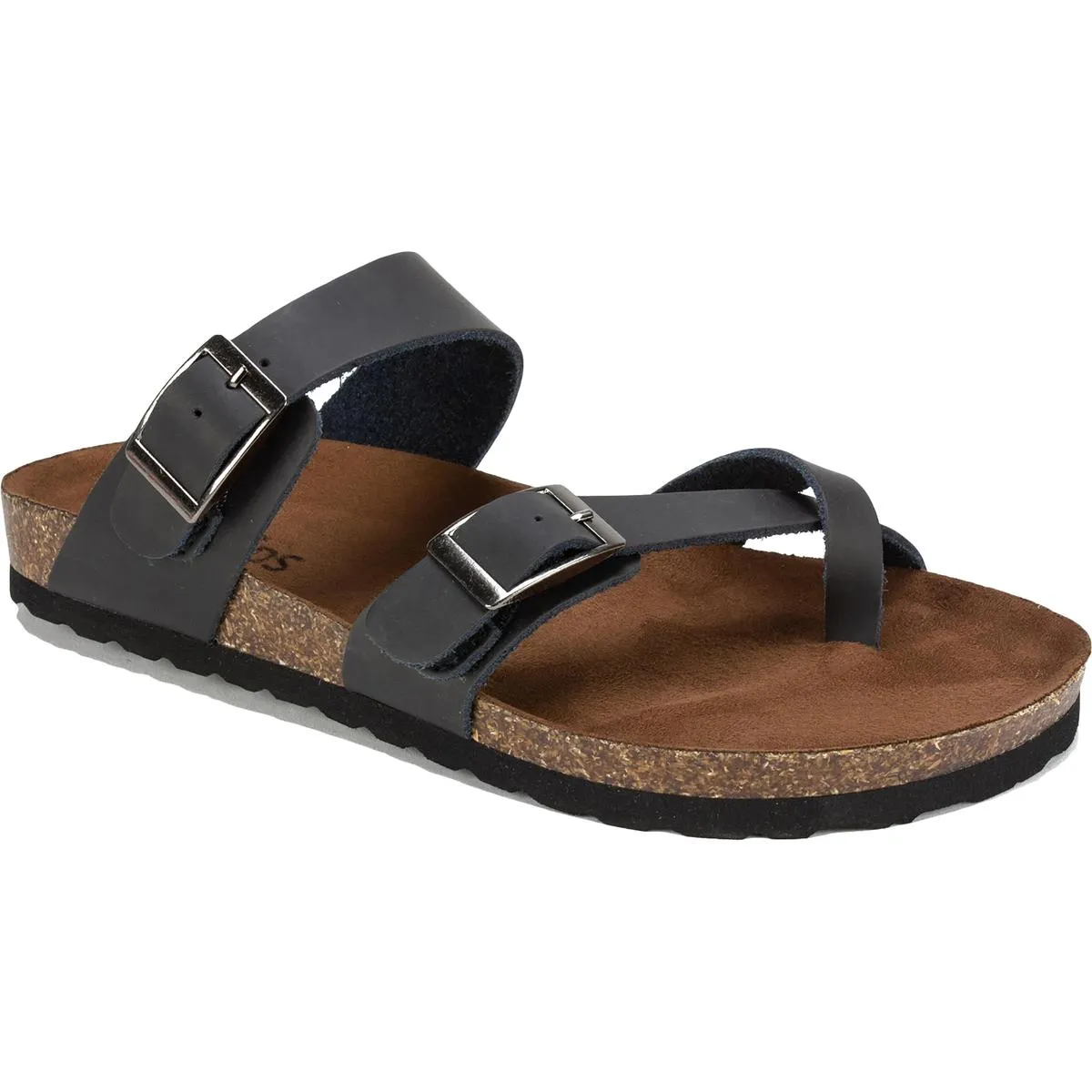Gracie Womens Leather Flat Footbed Sandals