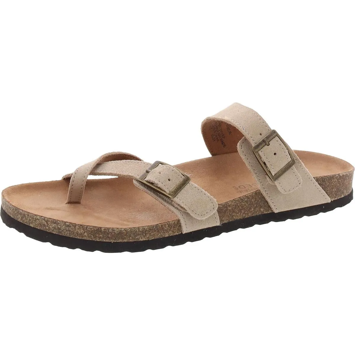 Gracie Womens Leather Flat Footbed Sandals