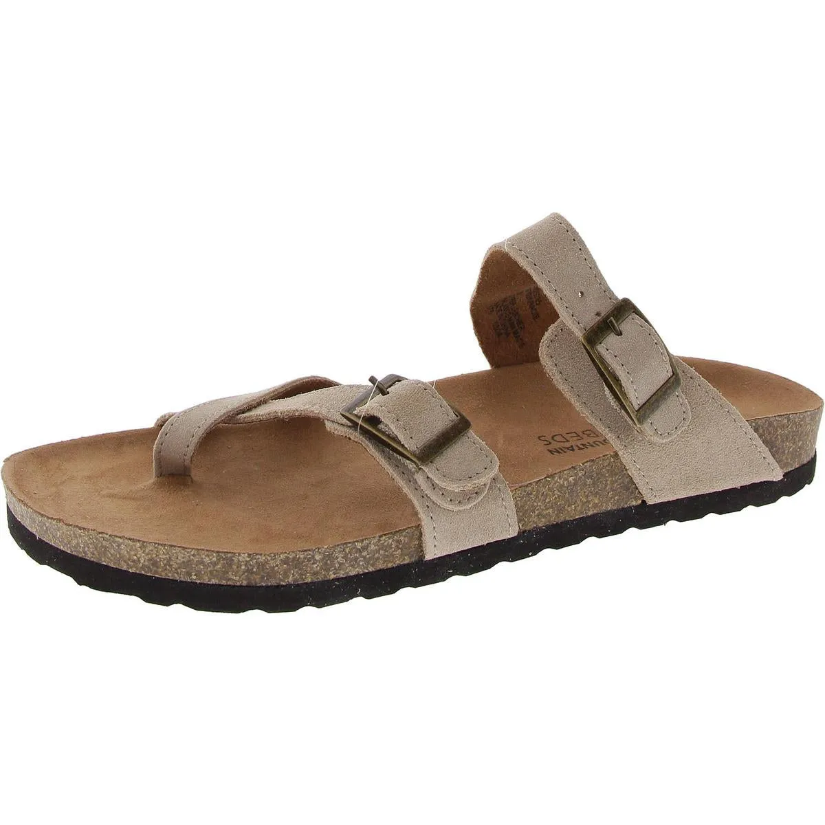Gracie Womens Leather Flat Footbed Sandals